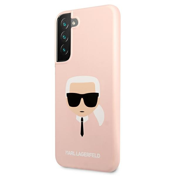 Cover KARL LAGERFELD Custodia rigida rosa per Samsung Galaxy S22 Plus in silicone con testa di Karl