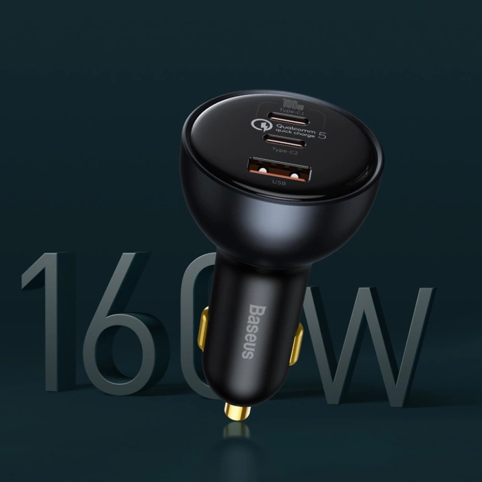 Baseus TZCCZM-0G USB-A / USB-C car charger 160W PPS / QC 5 / PD - gray