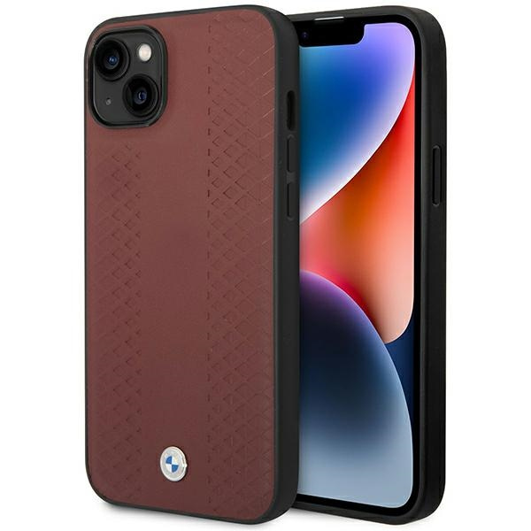 Case BMW BMHCP14S22RFGR iPhone 14 6.1" burgundy/burgundy Leather Diamond Pattern