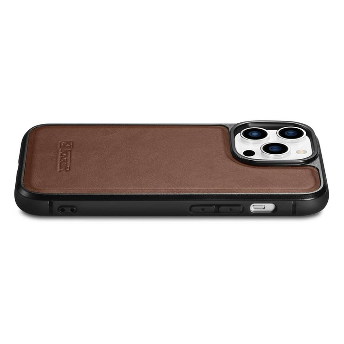 iCarer in pelle Oil Wax con vera pelle per iPhone 14 Pro Max (compatibile MagSafe) marrone (WMI14220720-BN)