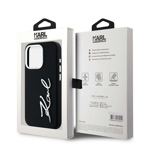 Etui Karl Lagerfeld KLHCP15LSCMSMVK iPhone 15 Pro 6.1" czarny/black hardcase Silicone Metal Script Logo