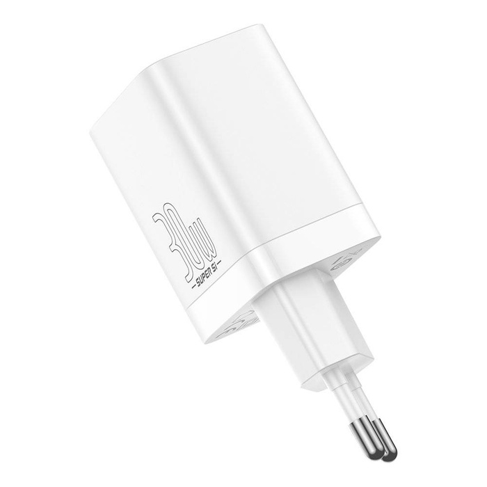 Rychlá nabíječka Baseus Super Si Pro USB / USB Typ C 30W napájení Rychlé nabíjení bílá (CCSUPP-E02)