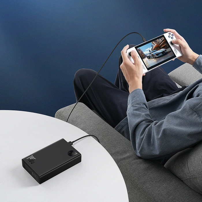 Powerbank Baseus Adaman 24000mAh 140W z wyświetlaczem cyfrowym z kablem Baseus Superior USB-C 240W (48V/5A) 1m - czarny