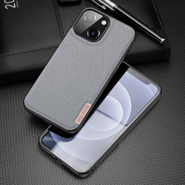 Coque Dux Ducis Fino recouverte de nylon pour iPhone 13 mini gris