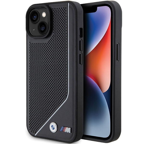 Case Bmw Bmhmp15s23pucpk IPhone 15 / 14 / 13 6.1" Black/black Hardcase Perforated Twisted Line MagSafe Case