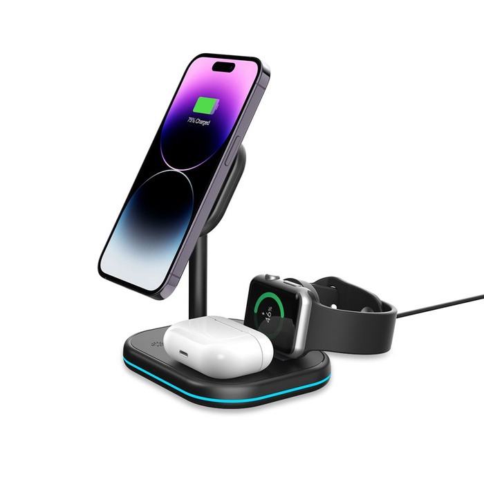 TECH-PROTECT QI15W-A27 3V1 MagNETIC MagSafe BEZDRÔTOVÁ NABÍJAČKA ČIERNA