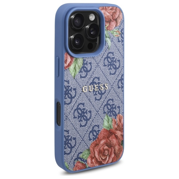 Guess GUHMP16XP4ROPEMCB iPhone 16 Pro     Max 6.9" niebieski/blue hardcase 4G Flowers Print MagSafe