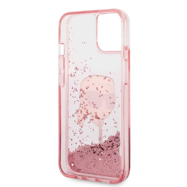 Pouzdro Karl Lagerfeld iPhone 14 6,1" růžová/růžová tvrdácase Glitter Karl Head