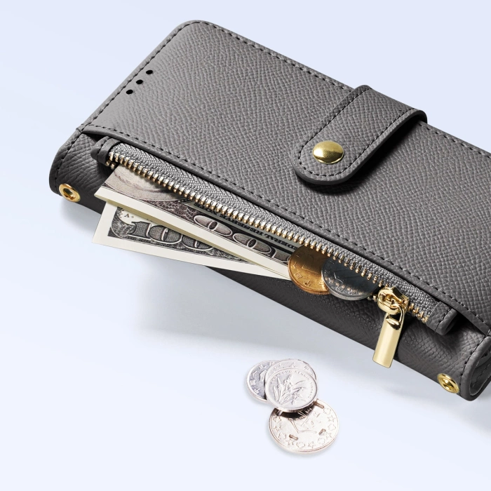 Dux Ducis Lawa iPhone 16e Leather Case with Detachable Magnetic Wallet - Gray