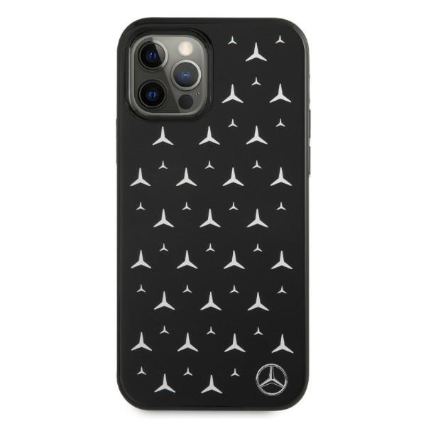Pouzdro MERCEDES Apple iPhone 12 Pro Max Silver Stars Pattern Black Hardcase