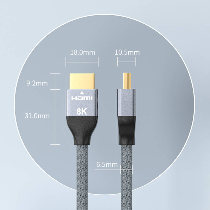 Wozinsky HDMI cable 2.1 8K 60 Hz 48 Gbps / 4K 120 Hz / 2K 144 Hz 3m silver (WHDMI-30)