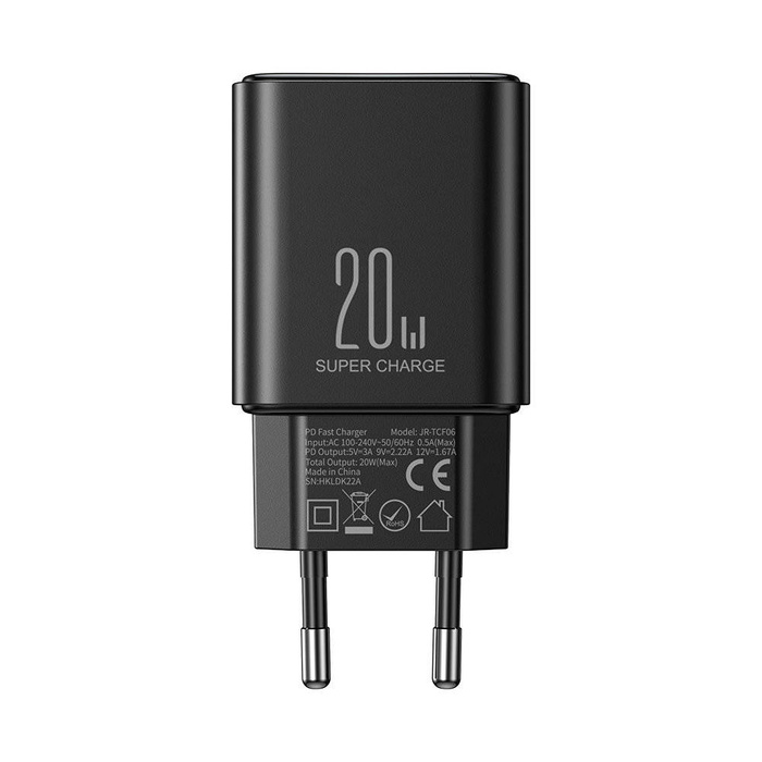Cargador USB C 20W PD Joyroom JR-TCF06 con cable USB C - Lightning | negro