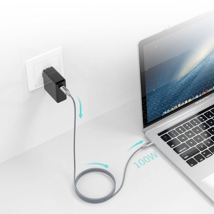 Choetech USB Type C - Cavo USB Type C 5A 100 W Power Delivery 480 Mbps 1,8 m grigio (XCC-1002-GY)