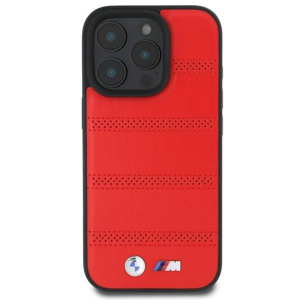 Coque BMW iPhone 16 Pro Max 6.9" rouge/rouge hardcase M Perforated And Stitched Line MagSafe