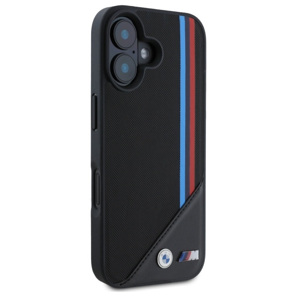 Cover BMW iPhone 16 6,1" nero/nero durocase M Meshed Tricolor Stripes MagSafe
