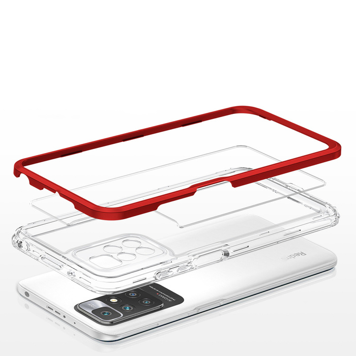 Clear 3in1 coque pour Xiaomi Redmi 10 gel cover with frame red