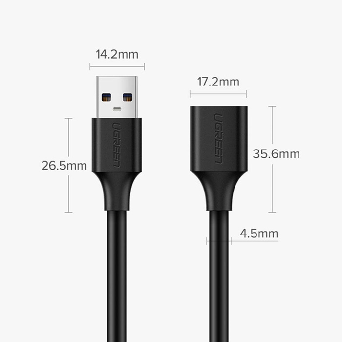 Câble d'extension Ugreen USB (mâle) - USB (femelle) 2.0 480Mbps 3m noir (US103)