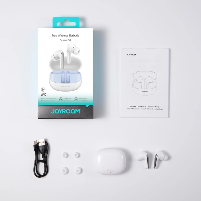 Joyroom Funpods JR-FN2 In-Ear-TWS-Kopfhörer mit Bluetooth 5.4, ANC-Funktion und IP54-Schutz – Weiß