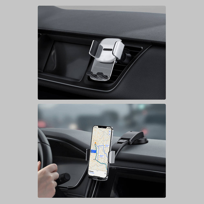 Baseus 2in1 gravity car phone mount holder for air vent and dashboard black (SUYK000001)
