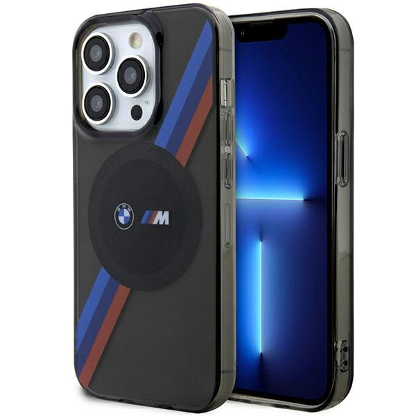Cover BMW BMHMP14LHDTK iPhone 14 Pro 6,1" grigio/grigio Strisce tricolori MagSafe