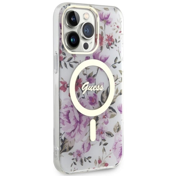 Coque Guess GUHMP14XHCFWST iPhone 14 Pro Max 6.7" transparentcase Flower MagSafe Case