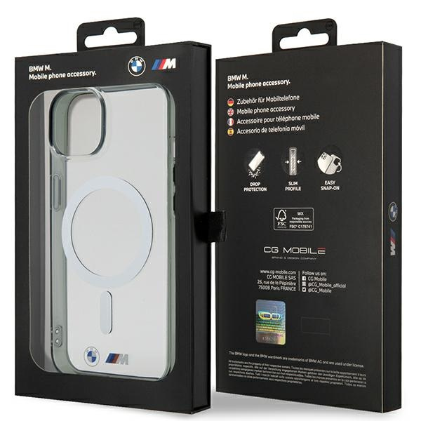 Funda BMW BMHMP14SHCRS iPhone 14 6.1" transparente durocase Anillo de plata MagSafe