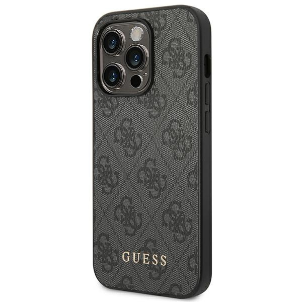 Hülle Guess iPhone 14 Pro 6.1" grau/grau hart case 4G Metall Gold Logo