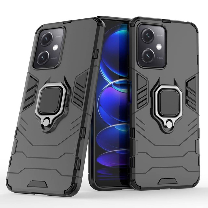 Ring Armor Case para Xiaomi Redmi Note 12 5G / Poco X5 5G Armor Cover Soporte magnético Ring Black