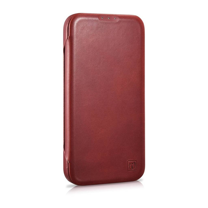iCarer CE Oil Wax Premium Leather Folio Case Custodia in pelle per iPhone 14 Pro Flip magnetico MagSafe rosso (AKI14220706-RD)
