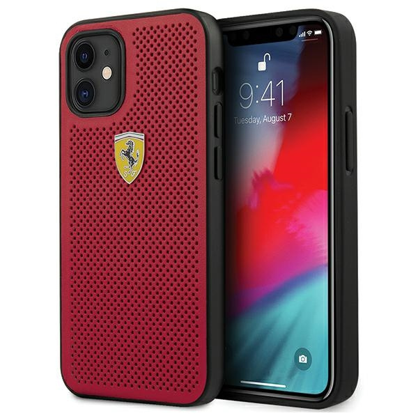 Cover FERRARI Apple iPhone 12 Mini 5.4 On Track Perforato FESPEHCP12SRE Rosso Hardcase