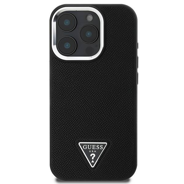 Etui Guess iPhone 16 Pro czarny/black hardcase Grained Triangle MagSafe
