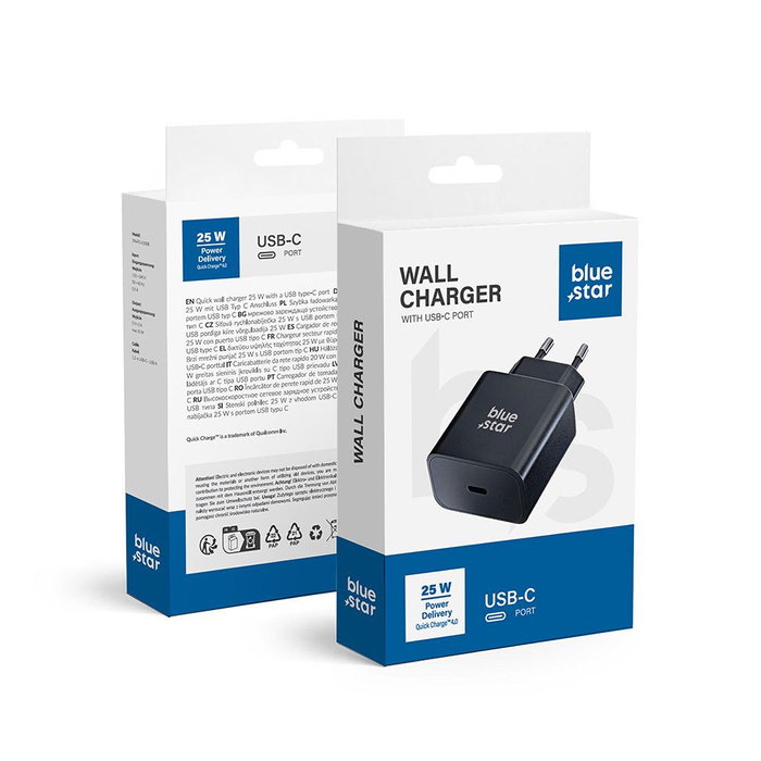 Ladergerät Blue Star Universal Netzteil mit USB Typ C Anschluss - 3A 25W mit PD und QC 4.0 Ladefunktion
