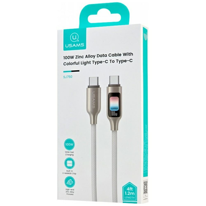 Kabel USAMS TC Series SJ750 100W USB-C   do USB-C 1,2 m tytanowy