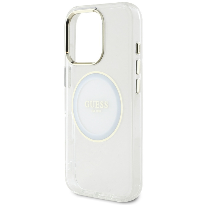Etui Guess IML Metal Colored Circle      Classic Logo MagSafe do iPhone 16 Pro biały