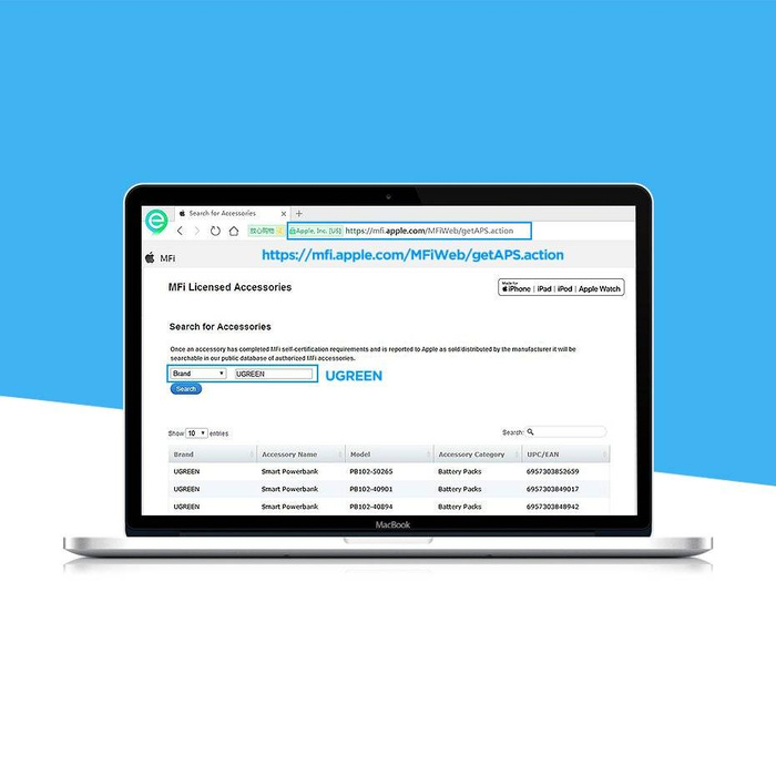 Ugreen USB - Lightning MFI cable 1m 2,4A white (20728)