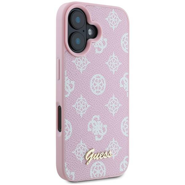 Etui Guess iPhone 16 Plus 6.7" różowy/pink hardcase Peony Script Logo MagSafe