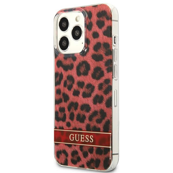Hülle GUESS Apple iPhone 13 13 Pro Leopard Rot Hartcase
