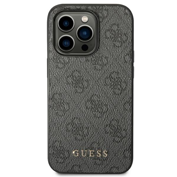 Case Guess iPhone 14 Pro Max 6.7" grey/grey hard case 4G Metal Gold Logo