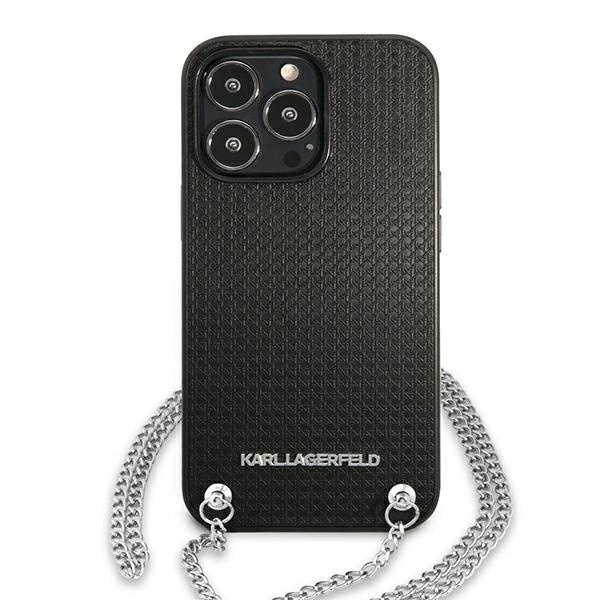 Karl Lagerfeld KLHCP13XPMK iPhone 13 Pro Max 6.7" hardcase black/black Leather Textured and Chain
