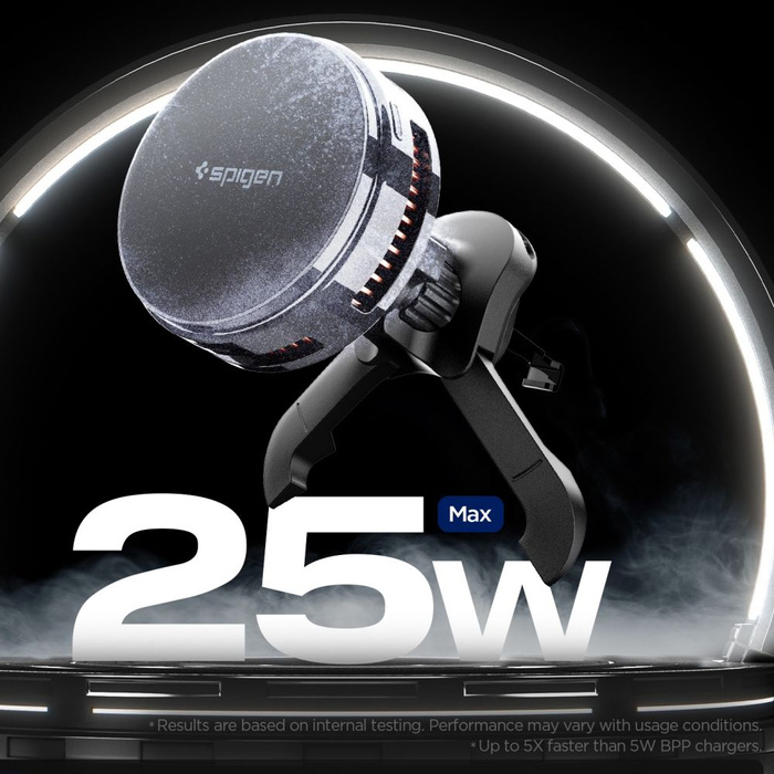 Spigen ESSENTIAL EV25MFAQ Qi2.2 PELTIER MagNETIC MagSafe CARGADOR INALÁMBRICO PARA COCHE NEGRO