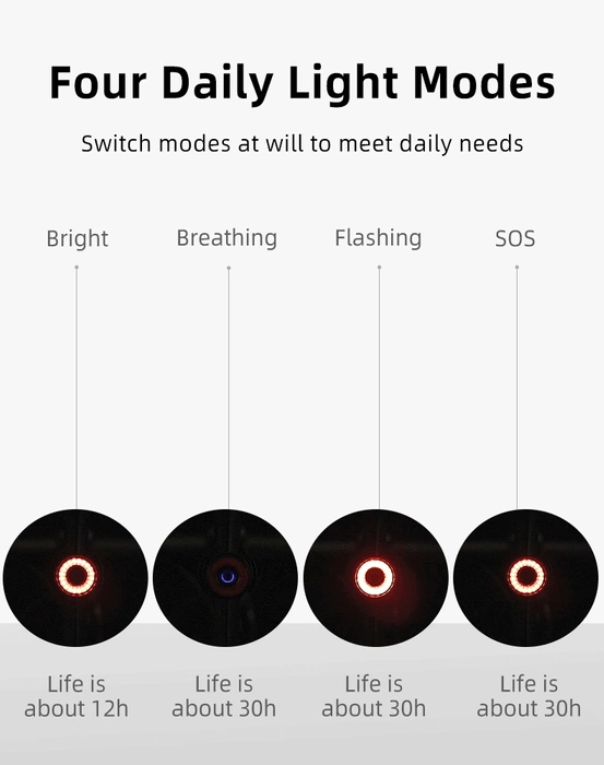 Lampe arrière de vélo Rockbros Q3 avec système d'arrêt intelligent - noir