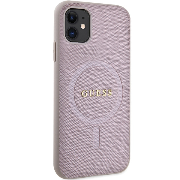 Case Guess GUHMN61PSAHMCP iPhone 11 / Xr 6.1" pink/pink hardcase Saffiano MagSafe Case