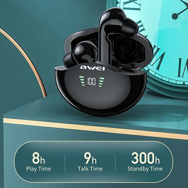 Cuffie AWEI Bluetooth 5.1 T12P TWS Docking Station Nero