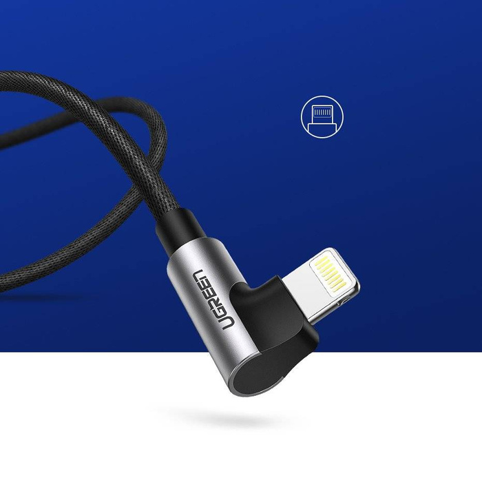 Ugreen pravoúhlý USB kabel - Lightning MFI 1m 2,4A černý (60521)