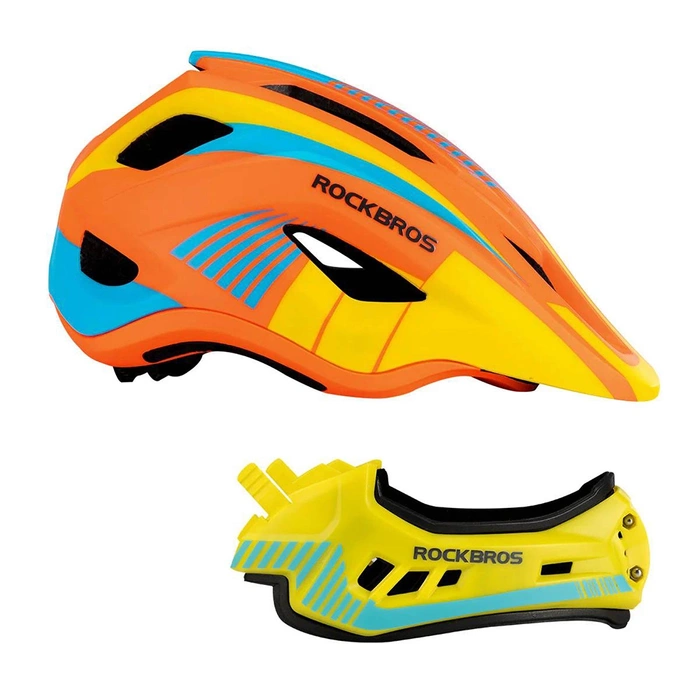 Casque de vélo enfant avec visière amovible Rockbros TT-32SOYB-S taille S - jaune-orange