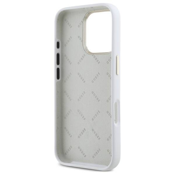 Etui Guess iPhone 16 Pro Max 6.9" biały/white hardcase Silicone Logo Strass 4G