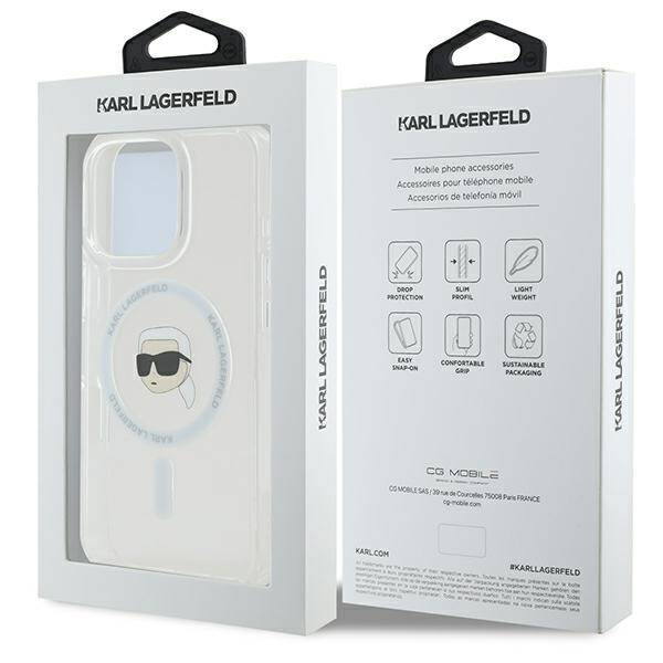 Etui Karl Lagerfeld iPhone 16 Pro 6.3" biały/white hardcase IML Metal Karl Head MagSafe