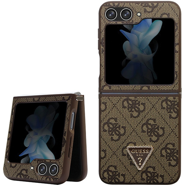 Hülle Guess GUHCZF5P4TDPW F731 Galaxy Z Flip5 braun/braun hartcase Leder 4G Triangle Strass Case