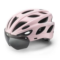 Rockbros Fahrradhelm mit Visier, abnehmbare UV-Brille, abnehmbares Visier, Unisex – Rosa