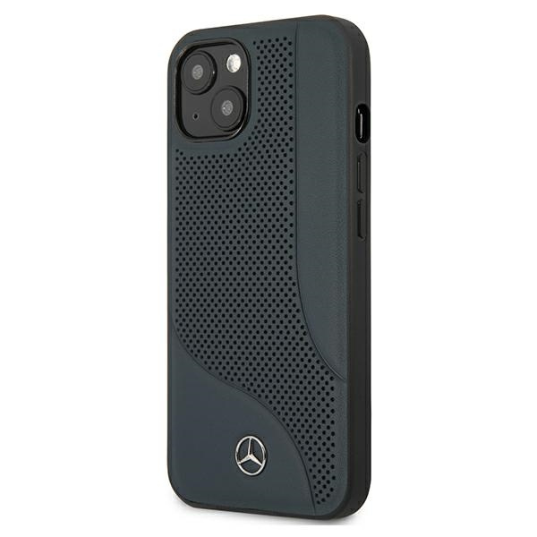 Pouzdro MERCEDES Apple iPhone 13 Mini Leather Perforated Area Navy Blue Hardcase
